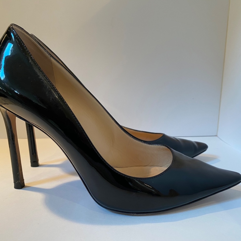 Jimmy Choo 'Romy' Black Patent Leather Heels 37.5